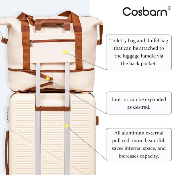 Cosbarn 5-Piece Luggage Set 22x14x9 Airline Approved, ABS Hard Case Suitcases with Spinner Wheels, TSA Lock, Durable Waterproof Travel Luggage - Image 4