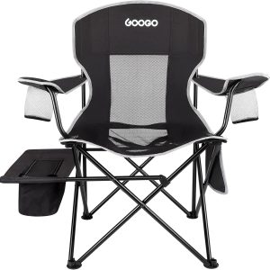 GOOGO Camping Chair Folding, Oversize Portable Lightweight Chair with Cooler, Cup Holder, Mesh Back Seat, Supports 300lbs, Collapsible Compact Chair with Carry Bag & Strap for Outdoor, Camp, Hiking
