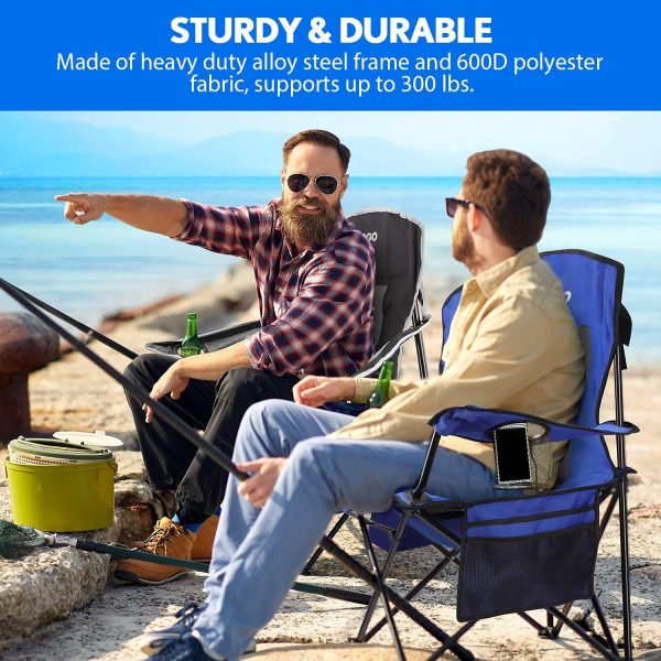 GOOGO Camping Chair Folding, Oversize Portable Lightweight Chair with Cooler, Cup Holder, Mesh Back Seat, Supports 300lbs, Collapsible Compact Chair with Carry Bag & Strap for Outdoor, Camp, Hiking - Image 4