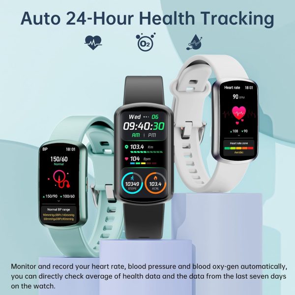 Health Fitness Tracker with 24/7 Heart Rate and Blood Pressure, Smart Watch with Blood Oxygen Monitor, 120+ Sport Mode, Sleep Tracking Waterproof Activity Tracker for Women Men - Image 3
