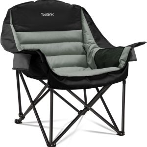 Oversized Camping Chair, Portable Folding Camping Chairs with Side Pocket, Cup Holder and Carry Bag, Heavy Duty Outdoor Camping Chairs for Adults, Fishing, Sports, Trip, up to 400lbs, Style 4
